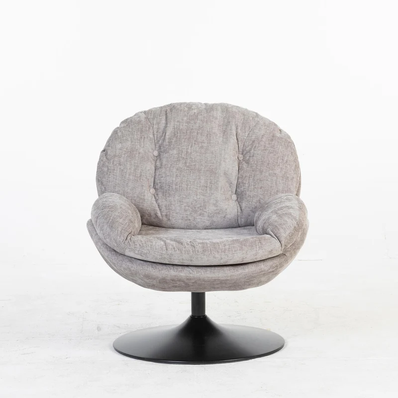 Milo Fauteuil rond design pivotant en tissu haute qualité, 85x70xH89CM