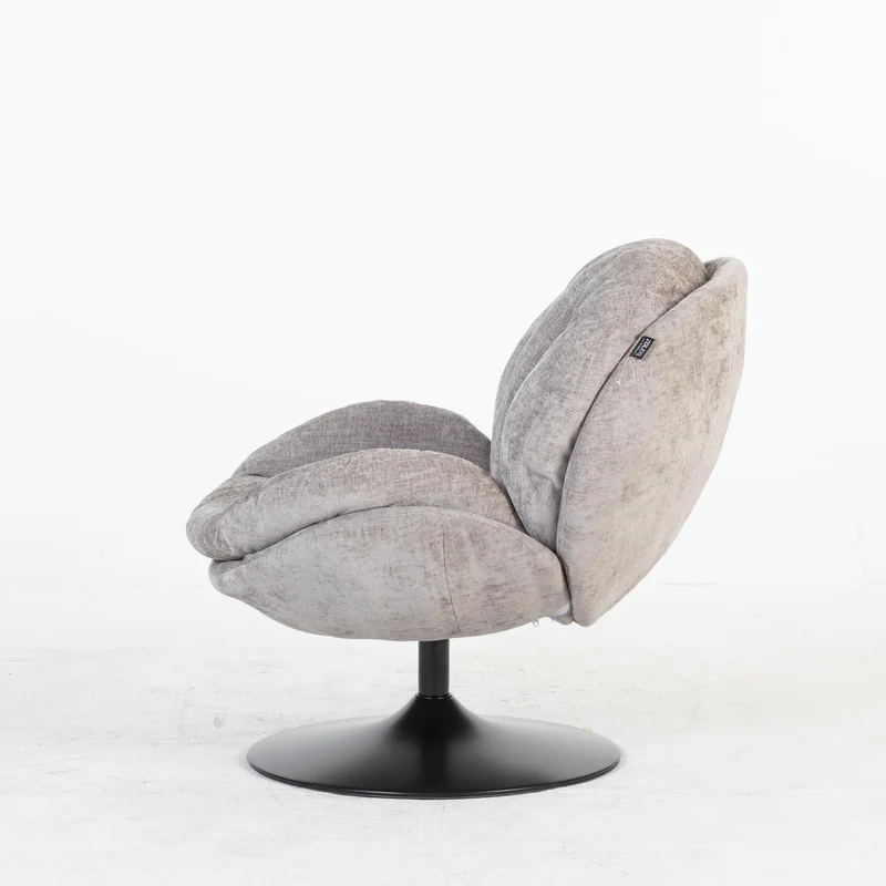 Milo Fauteuil rond design pivotant en tissu haute qualité, 85x70xH89CM