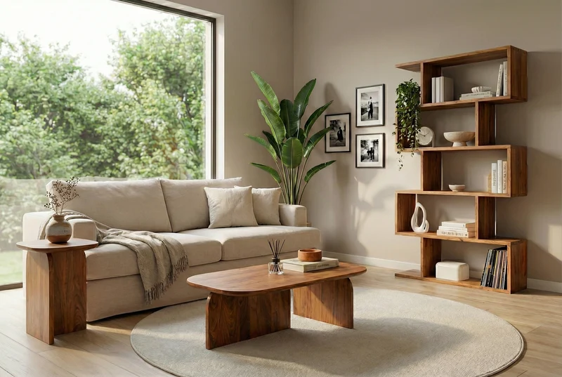 Set de 2 tables basses GATSBY 100 cm en bois d’acacia brun, forme organique, table d’appoint