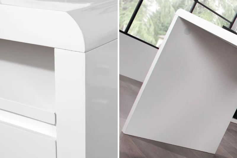 Bureau design FAST TRADE 160cm table d’ordinateur blanc brillant