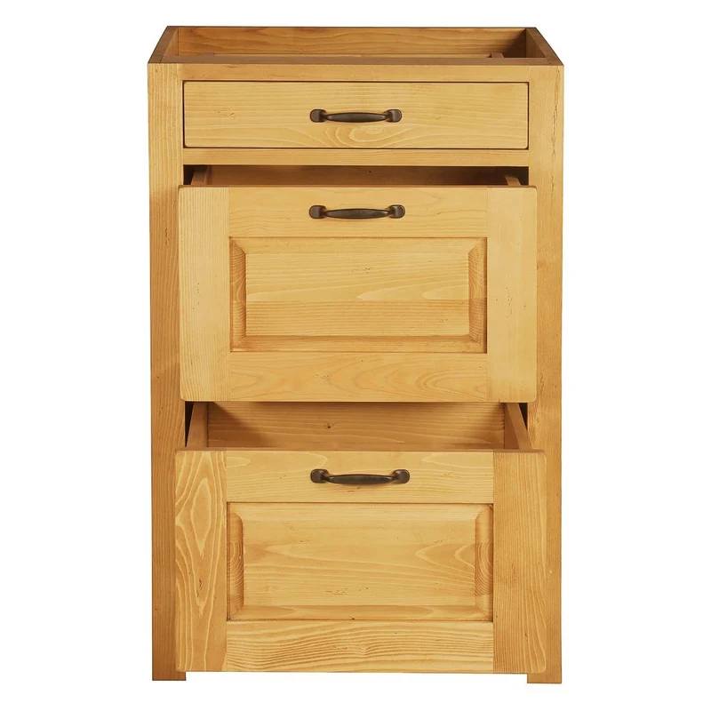 Meuble bas casserolier 60 cm 3 tiroirs épicéa huilé miel | Aravis