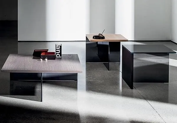 Table basse Sovet - Regolo (verre noir structure bois)