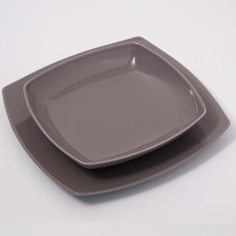 Assiette plate en céramique carrée GRISE 27x27CM - ALCEA GRIS