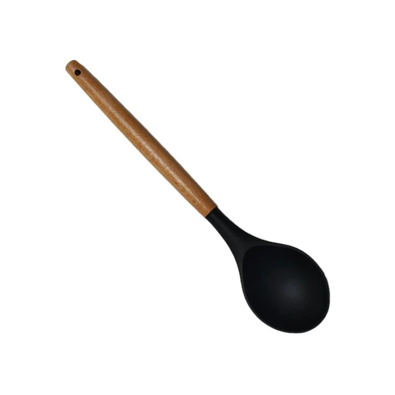 Cuillère 31x7cm en silicone, manche en bois - CUCINA