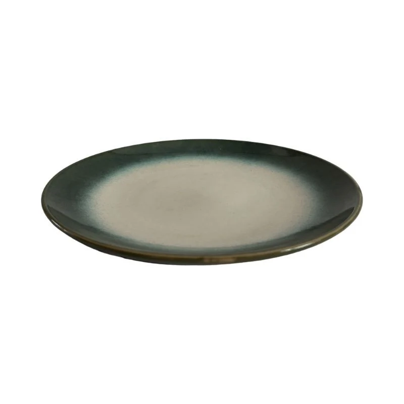 Assiette plate en céramique contour vert D27 cm