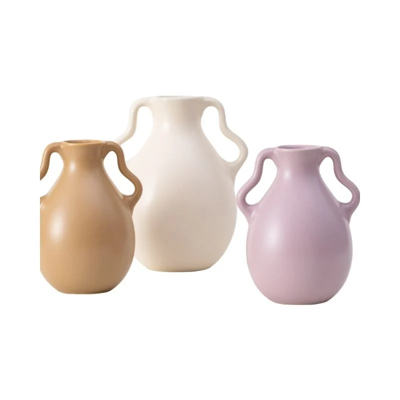 Vase en céramique 2 assorties blanc ou café, 20,5x10xH26 cm