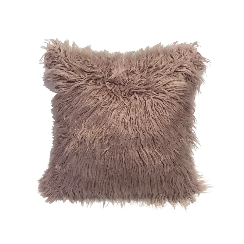 Coussin fourrure uni à poils longs, 45x45CM - SHAGGY