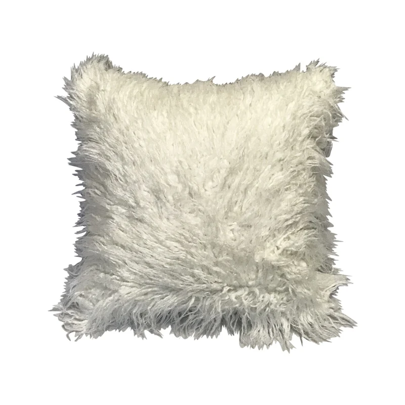 Coussin fourrure uni à poils longs, 45x45CM - SHAGGY
