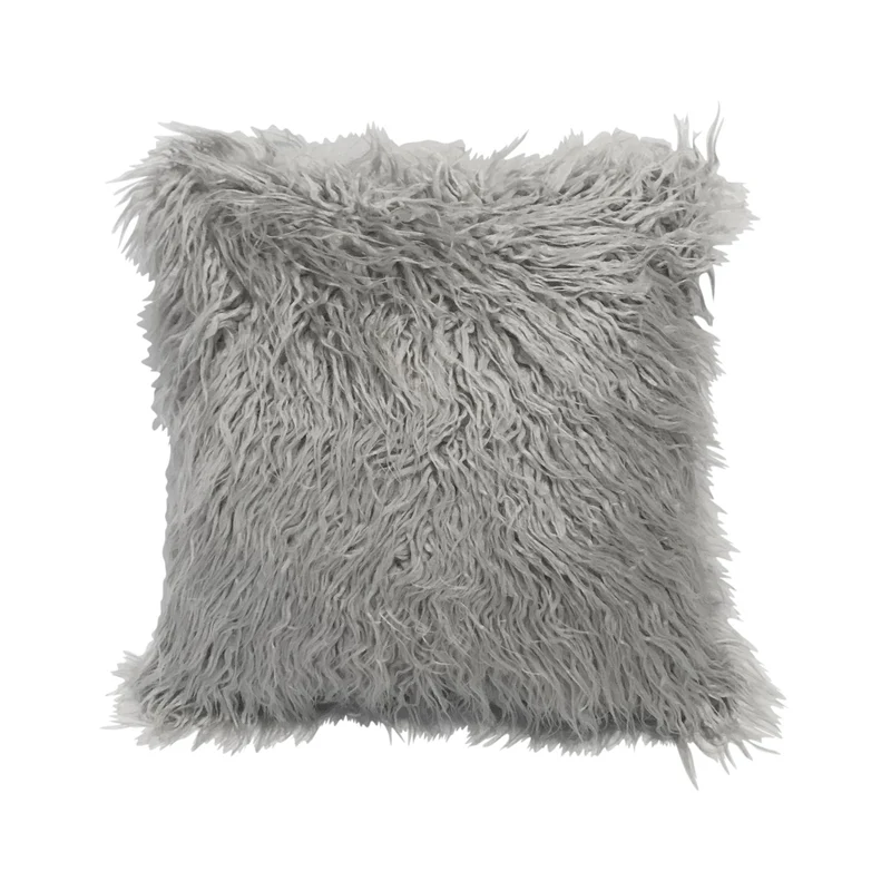 Coussin fourrure uni à poils longs, 45x45CM - SHAGGY