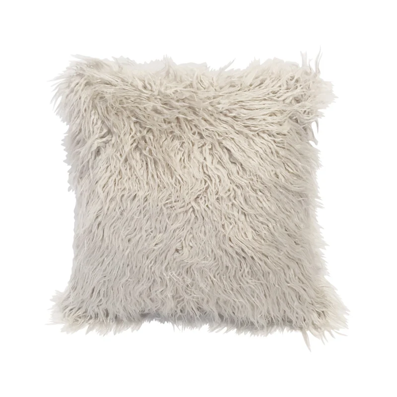 Coussin fourrure uni à poils longs, 45x45CM - SHAGGY