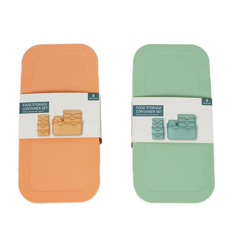 Set de 8 boites de conservation Verte ou Saumon assorties
