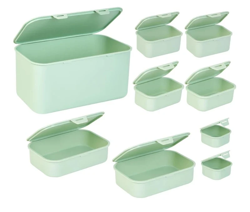 Set de 8 boites de conservation Verte ou Saumon assorties