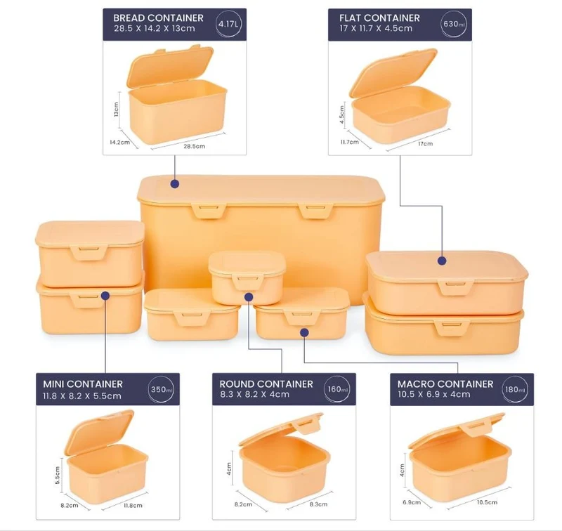 Set de 8 boites de conservation Verte ou Saumon assorties