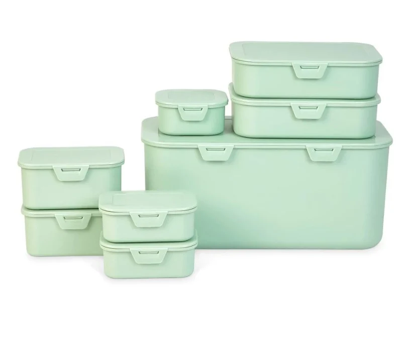 Set de 8 boites de conservation Verte ou Saumon assorties