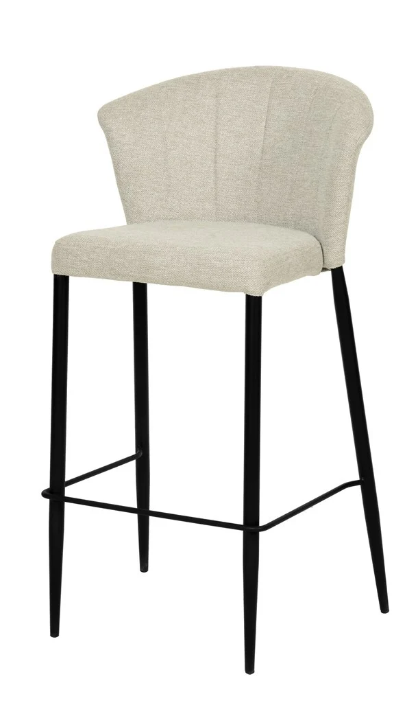 Tabouret Nils tissu prémium et métal noir hauteur 75 cm-empilable