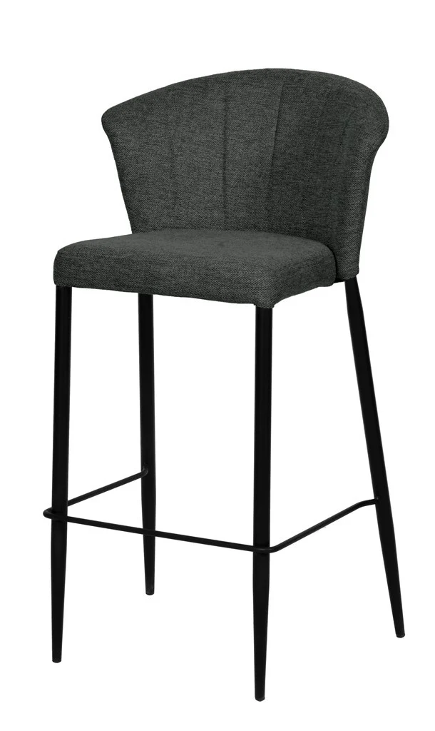Tabouret Nils tissu prémium et métal noir hauteur 75 cm-empilable