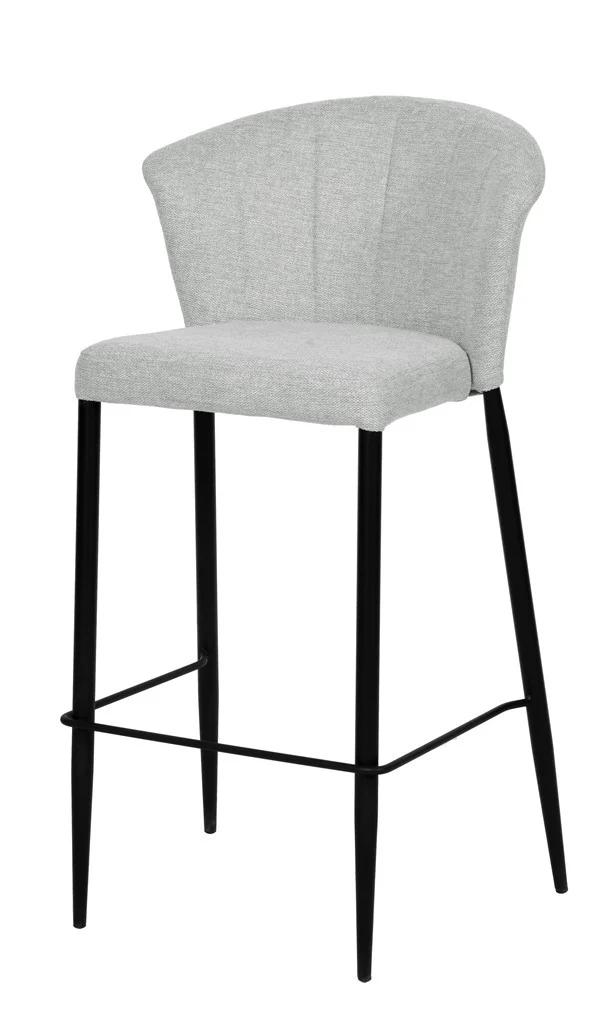 Tabouret Nils tissu prémium et métal noir hauteur 75 cm-empilable