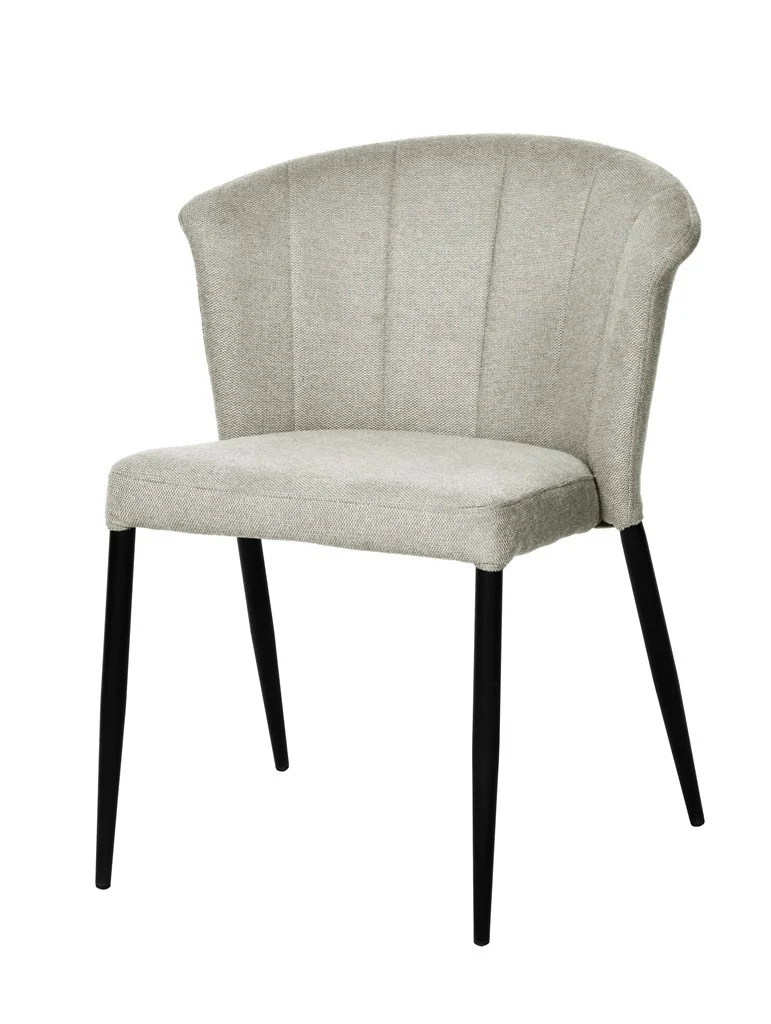 Chaise Nils tissu prémium chiné doux et métal noir- empilable