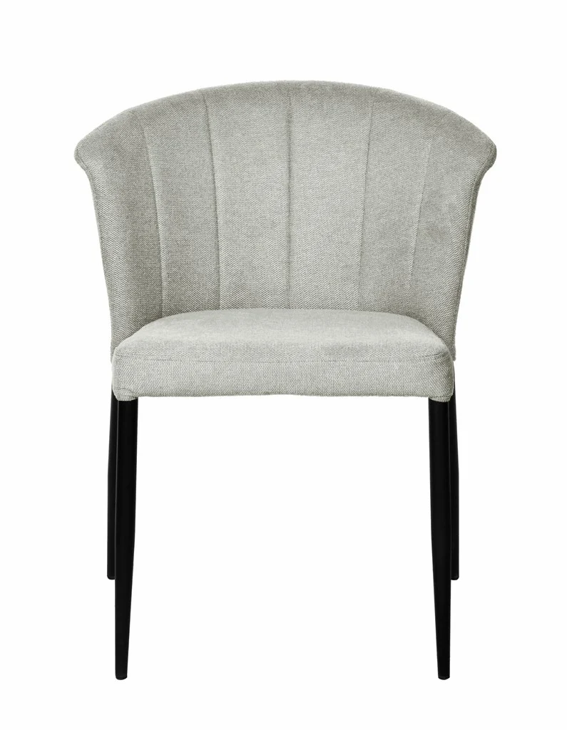 Chaise Nils tissu prémium chiné doux et métal noir- empilable
