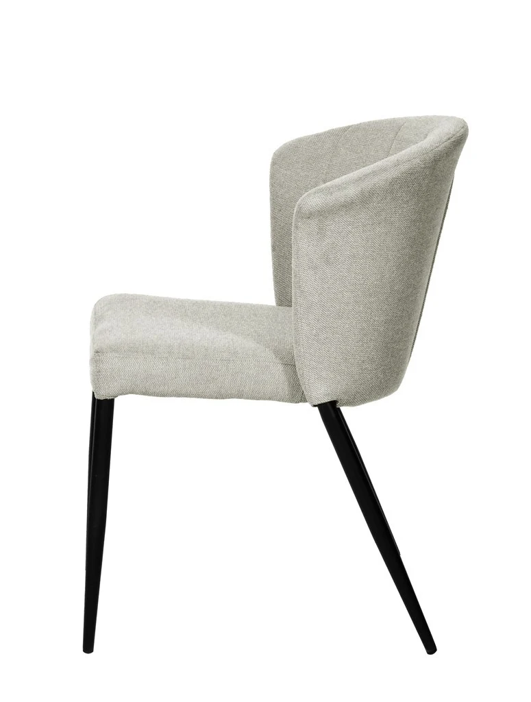 Chaise Nils tissu prémium chiné doux et métal noir- empilable
