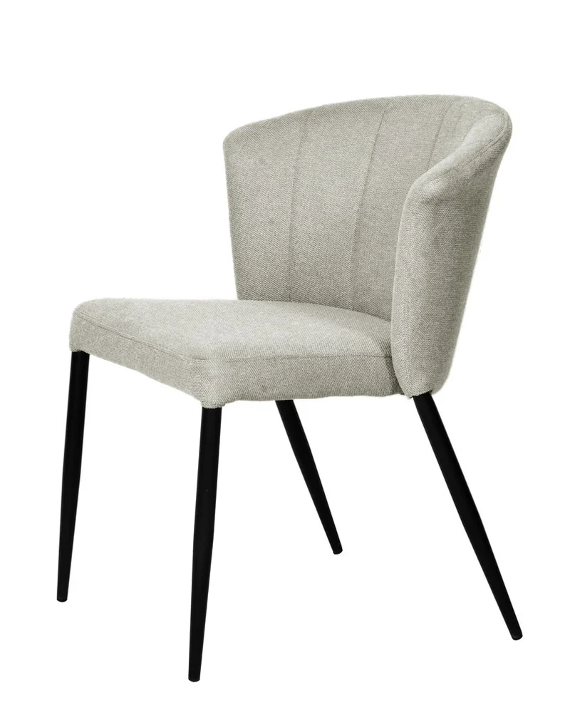 Chaise Nils tissu prémium chiné doux et métal noir- empilable