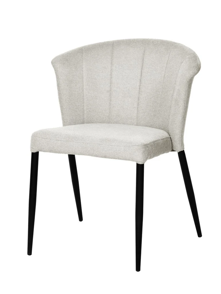 Chaise Nils tissu prémium chiné doux et métal noir- empilable