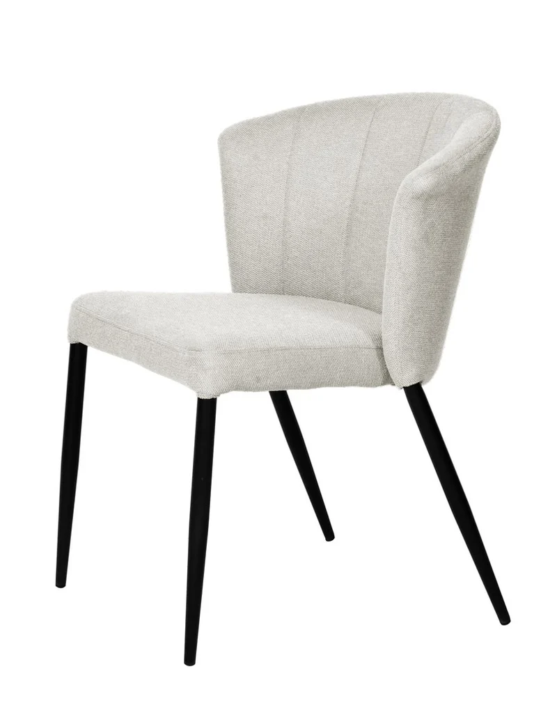 Chaise Nils tissu prémium chiné doux et métal noir- empilable