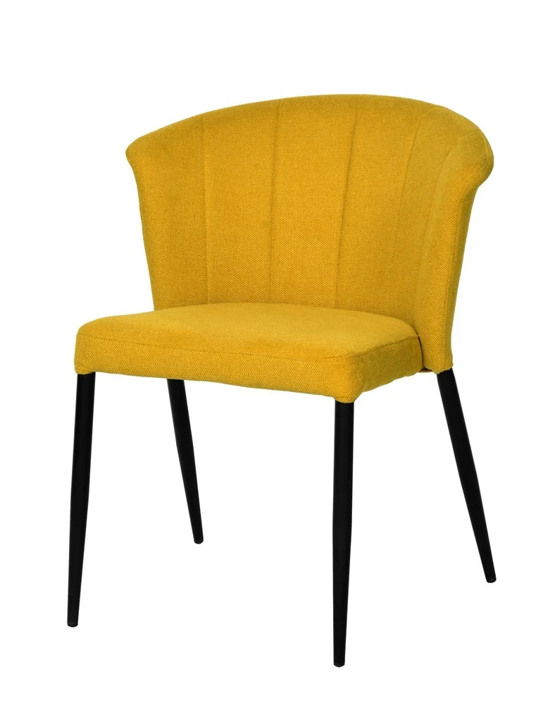 Chaise Nils tissu prémium chiné doux et métal noir- empilable
