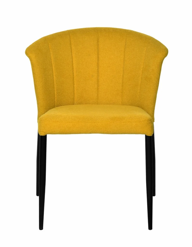 Chaise Nils tissu prémium chiné doux et métal noir- empilable