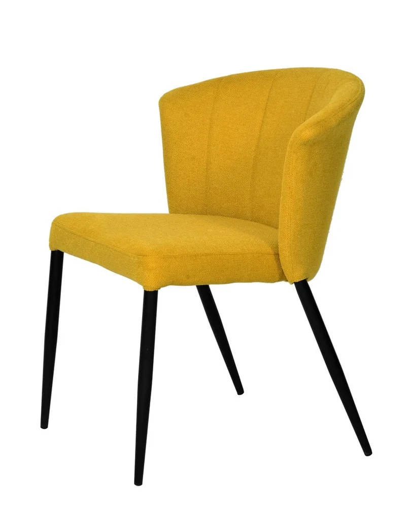 Chaise Nils tissu prémium chiné doux et métal noir- empilable