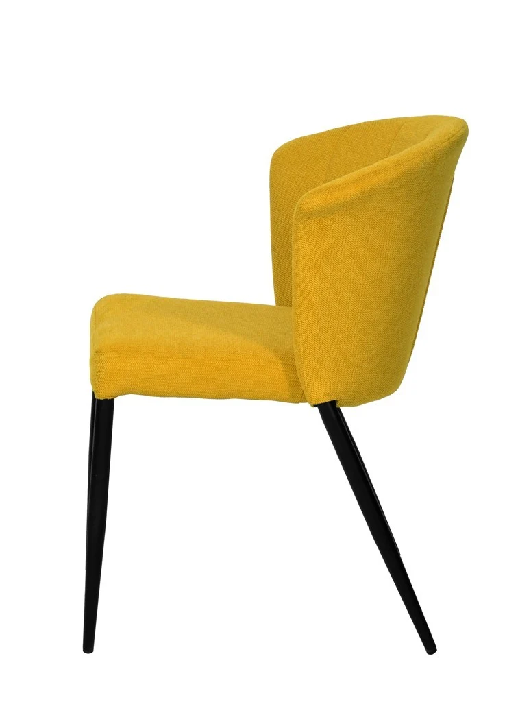 Chaise Nils tissu prémium chiné doux et métal noir- empilable