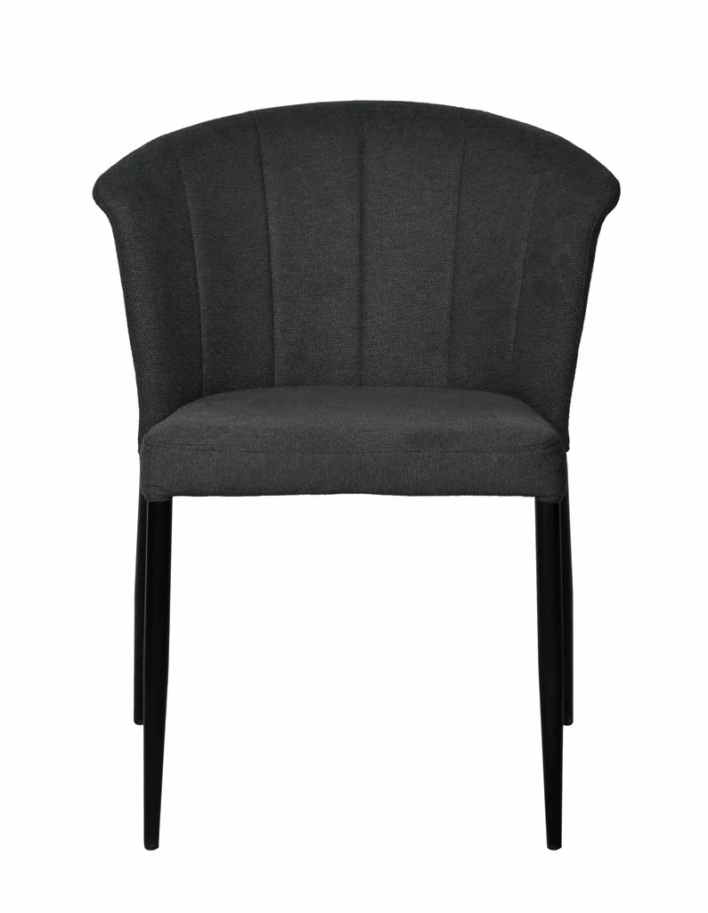Chaise Nils tissu prémium chiné doux et métal noir- empilable