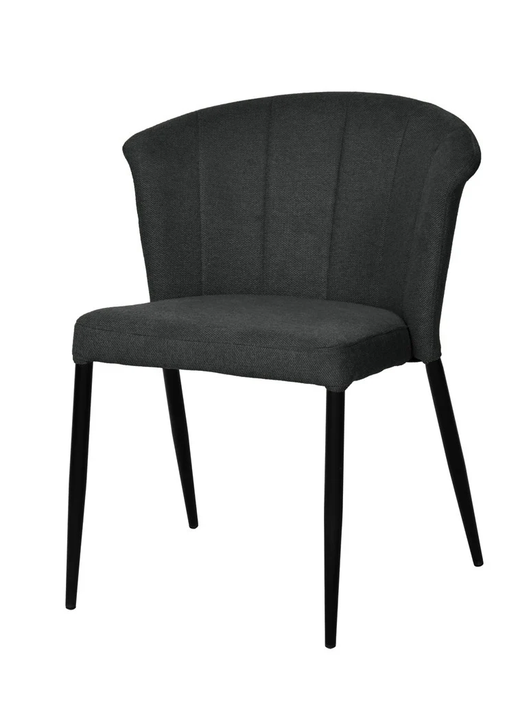 Chaise Nils tissu prémium chiné doux et métal noir- empilable
