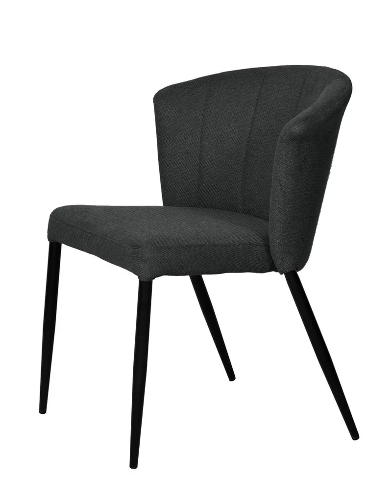 Chaise Nils tissu prémium chiné doux et métal noir- empilable
