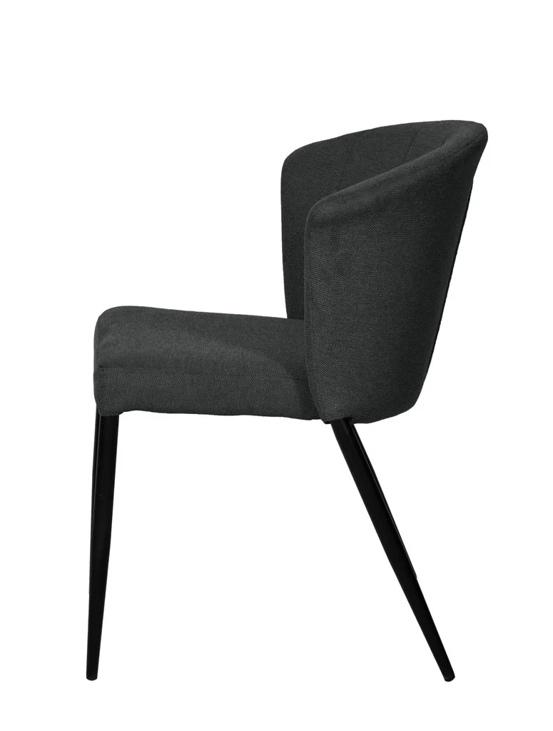 Chaise Nils tissu prémium chiné doux et métal noir- empilable