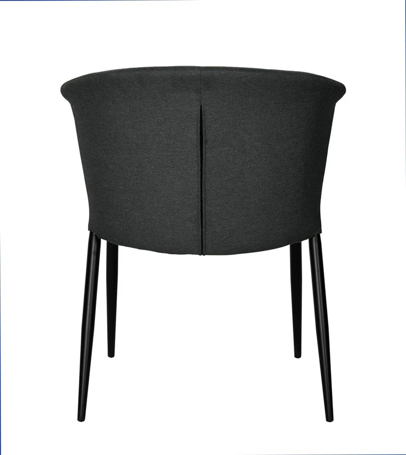 Chaise Nils tissu prémium chiné doux et métal noir- empilable