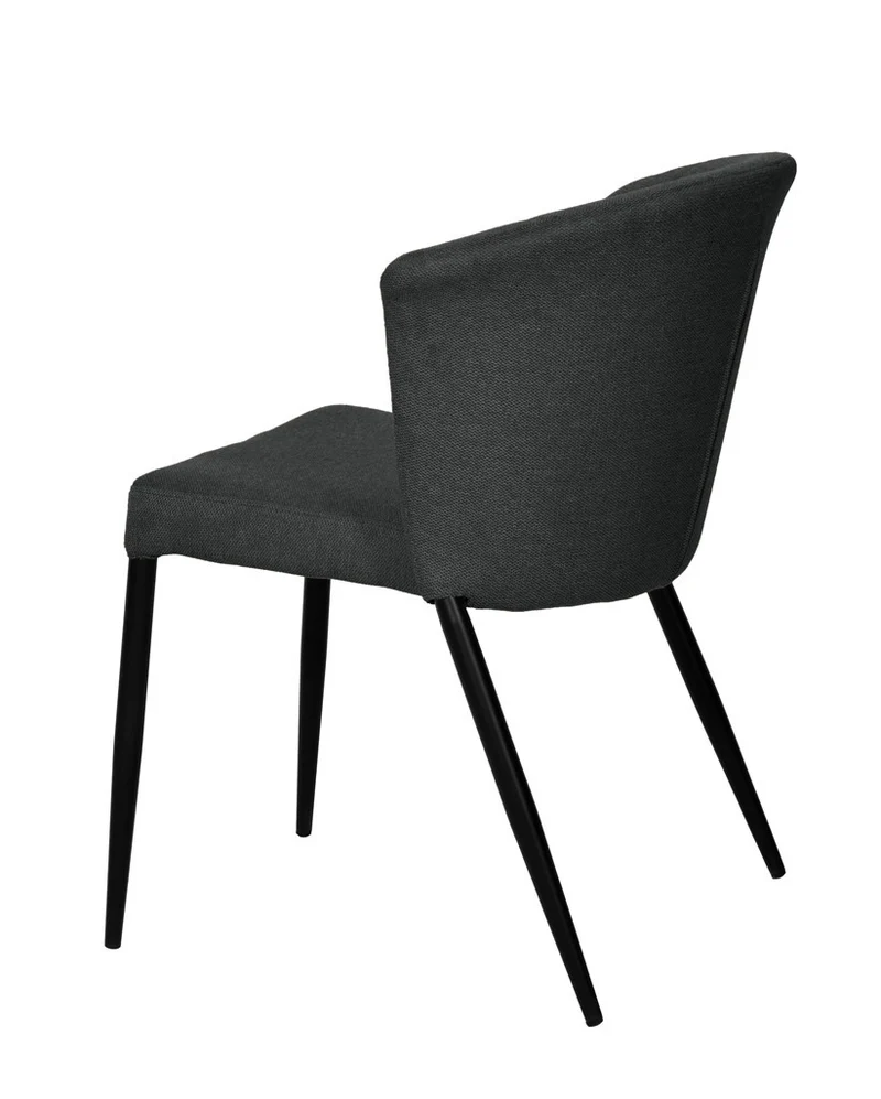 Chaise Nils tissu prémium chiné doux et métal noir- empilable