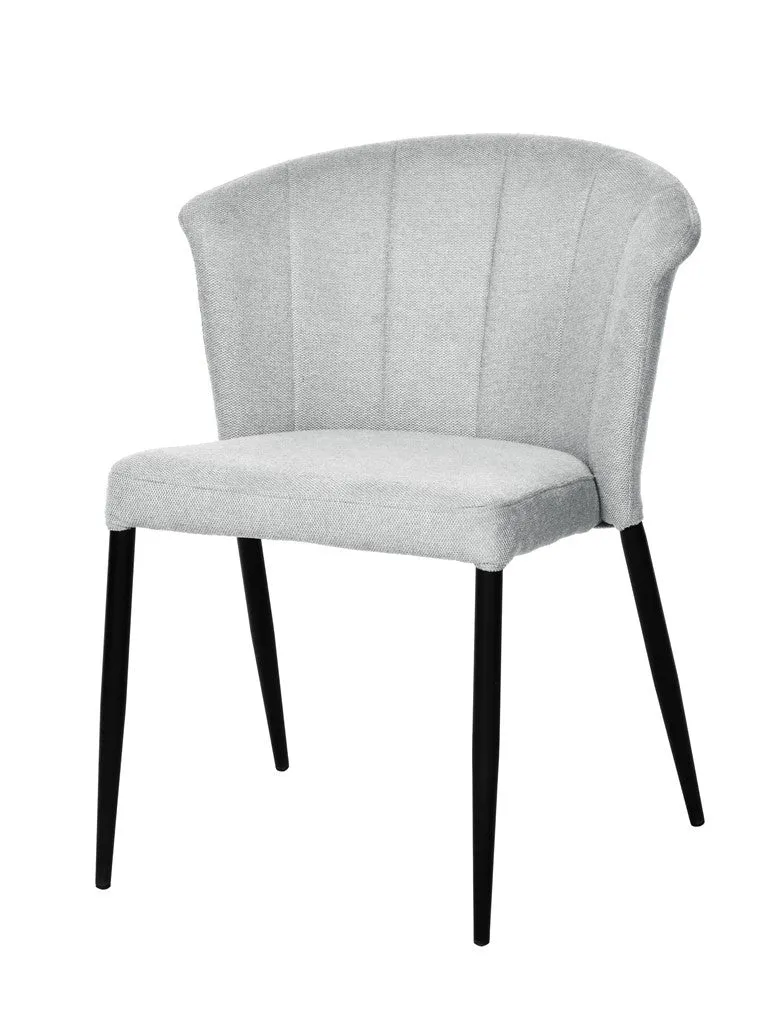 Chaise Nils tissu prémium chiné doux et métal noir- empilable