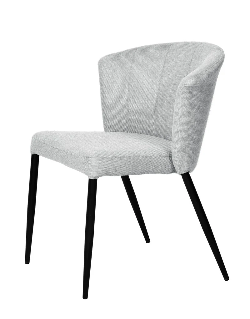 Chaise Nils tissu prémium chiné doux et métal noir- empilable