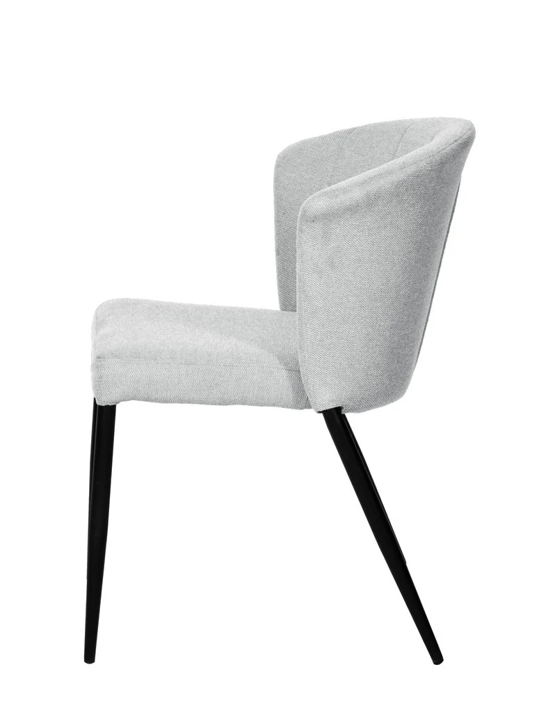 Chaise Nils tissu prémium chiné doux et métal noir- empilable