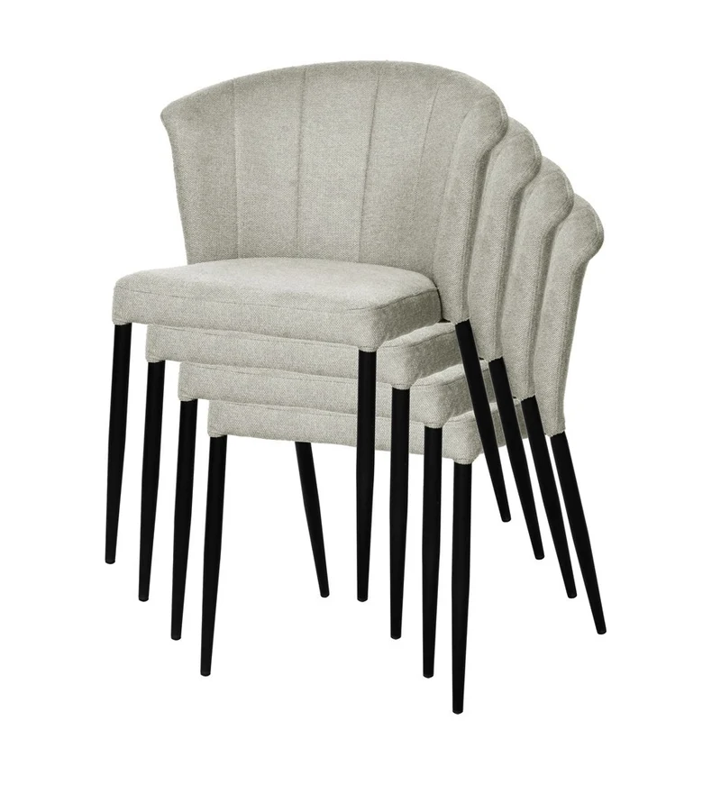 Chaise Nils tissu prémium chiné doux et métal noir- empilable