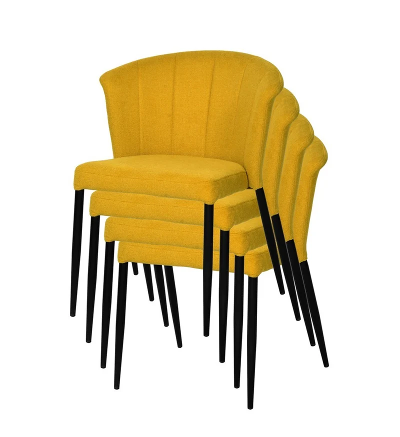 Chaise Nils tissu prémium chiné doux et métal noir- empilable