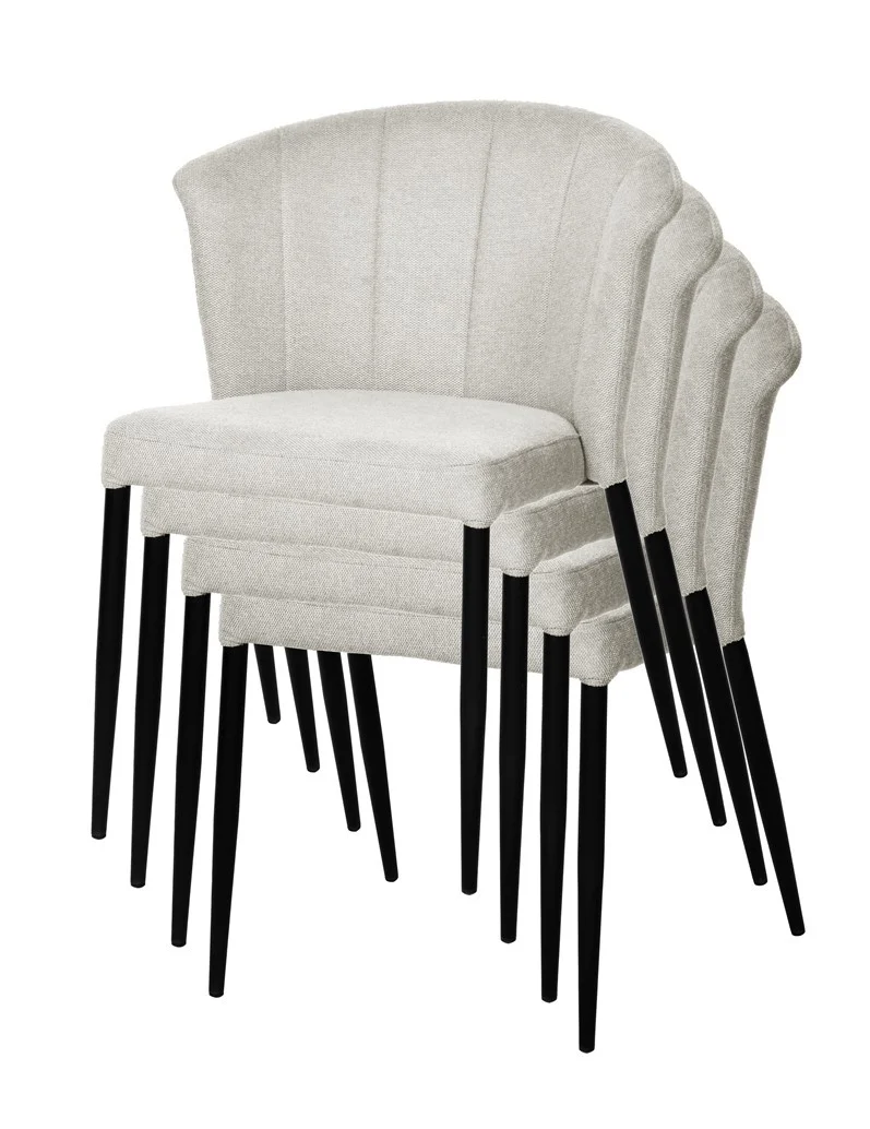 Chaise Nils tissu prémium chiné doux et métal noir- empilable