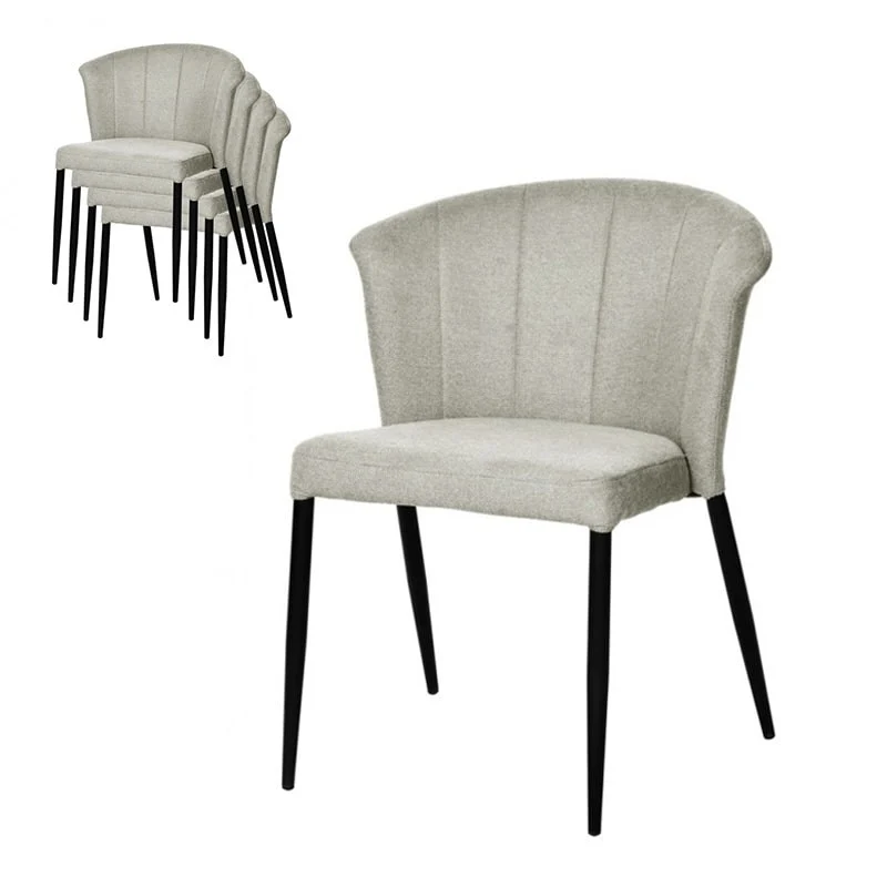 Chaise Nils tissu prémium chiné doux et métal noir- empilable