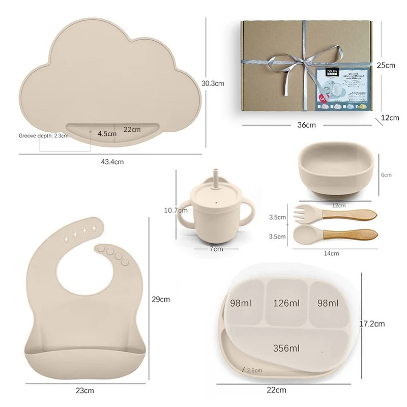Set 7 pcs vaisselle en silicone pour enfant - OCTOBER