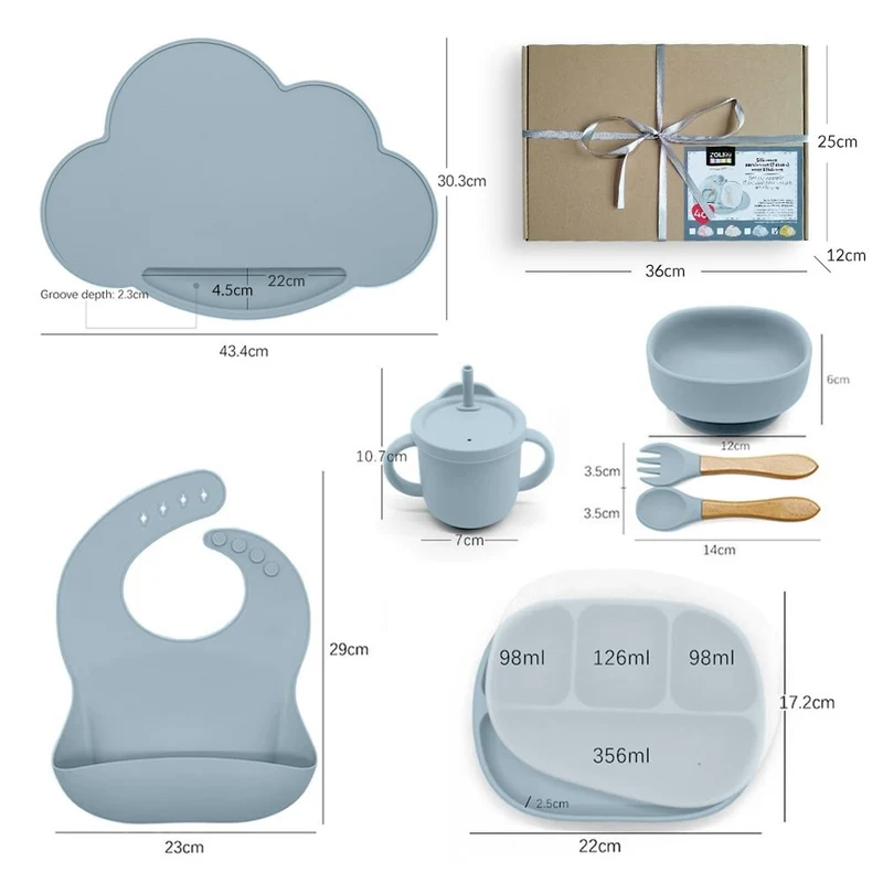 Set 7 pcs vaisselle en silicone pour enfant - OCTOBER