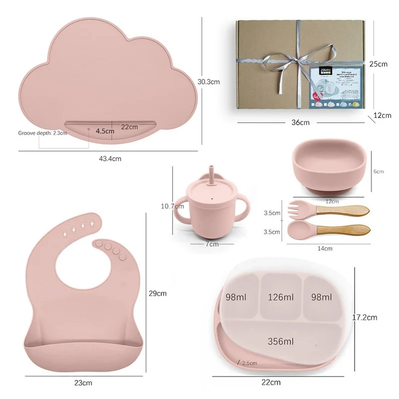 Set 7 pcs vaisselle en silicone pour enfant - OCTOBER