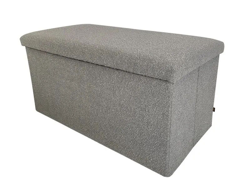 Banc pouf coffret de rangement pliable bouclette, 76x38xH38cm - YANE