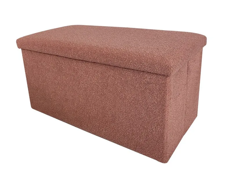 Banc pouf coffret de rangement pliable bouclette, 76x38xH38cm - YANE