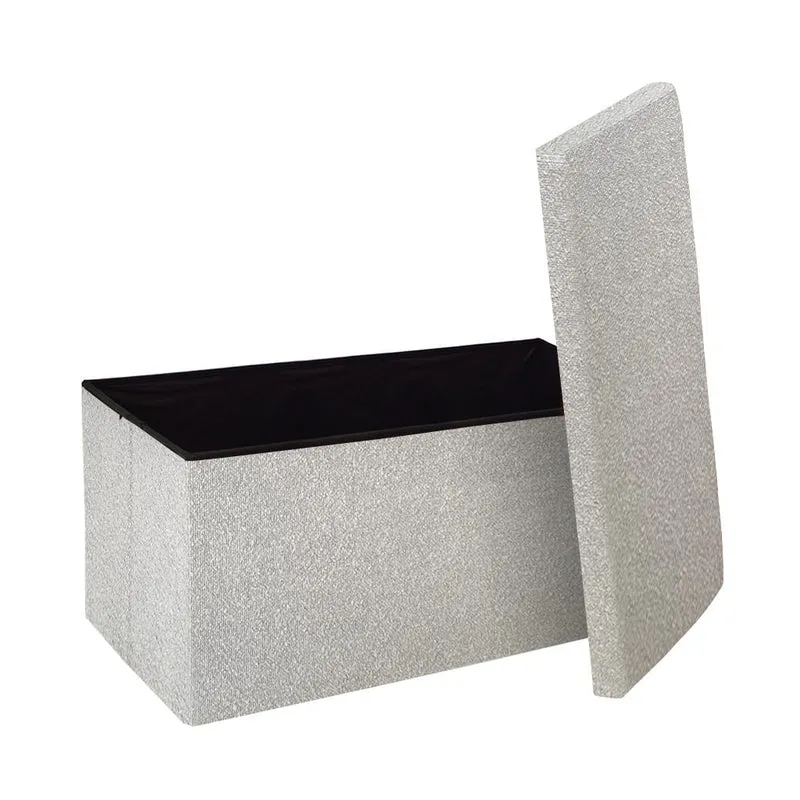 Banc pouf coffret de rangement pliable bouclette, 76x38xH38cm - YANE